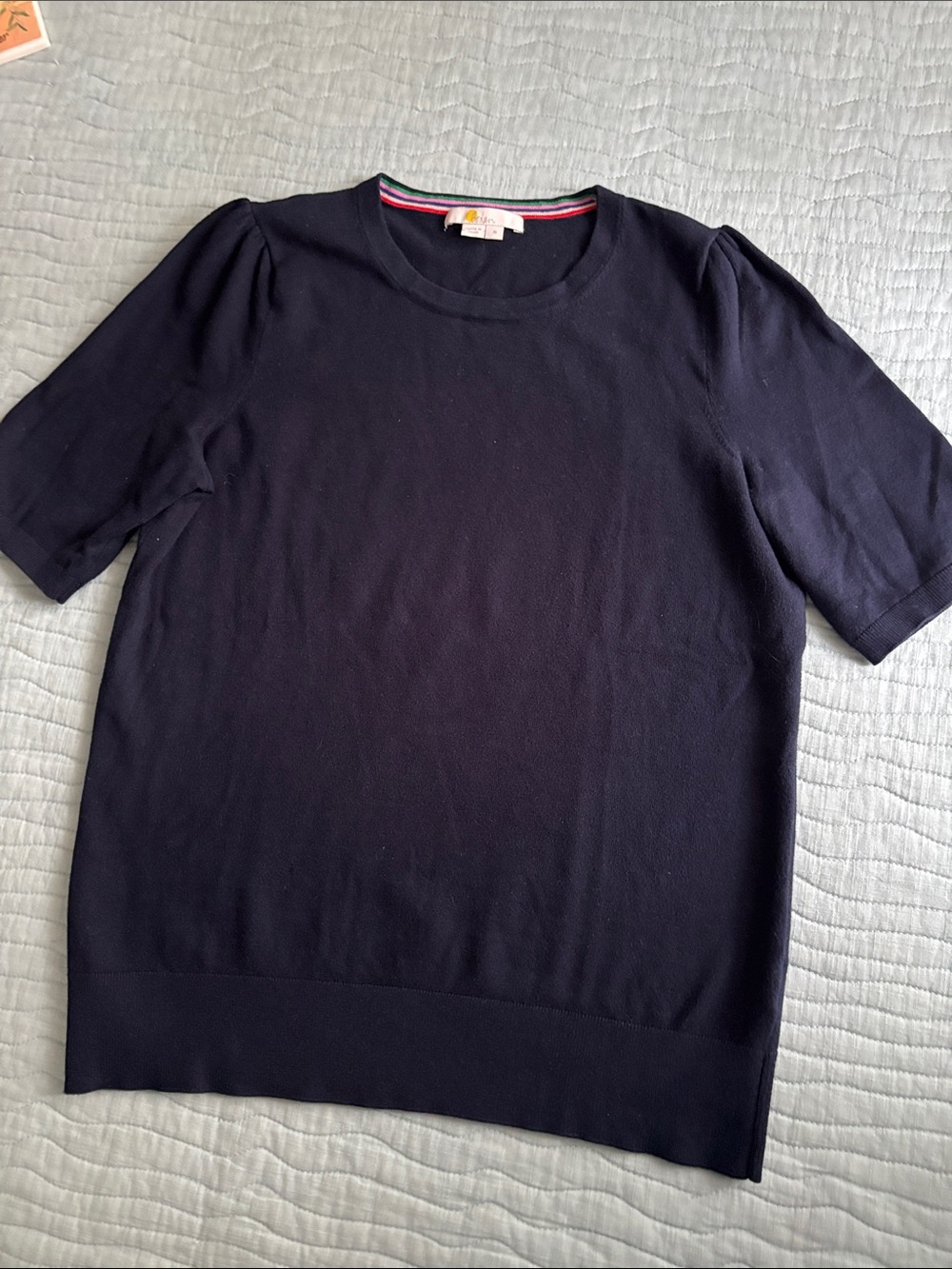 Boden Classic Navy Short-Sleeve Women’s Knit Sweater 80% Cotton Size M